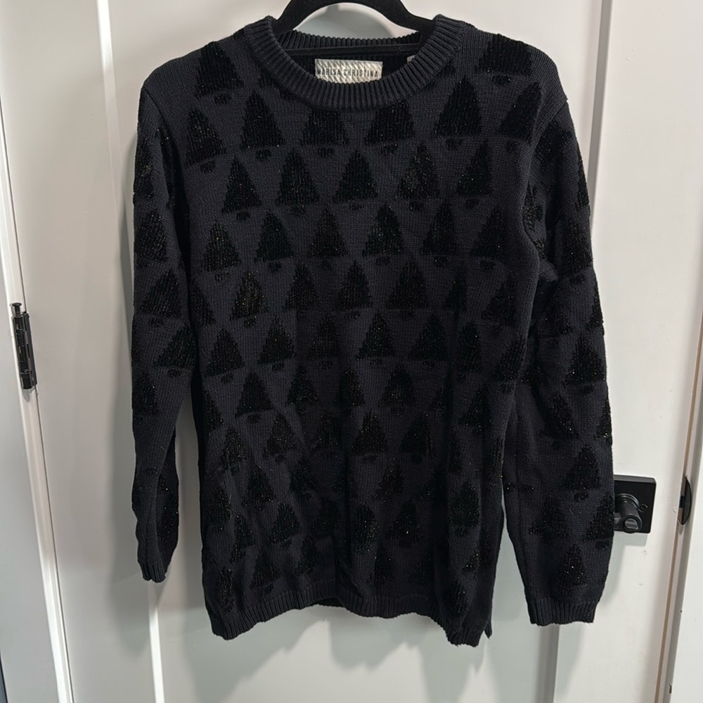 Marisa Christina Vintage Christmas Tree Sweater Black